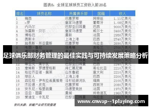 足球俱乐部财务管理的最佳实践与可持续发展策略分析